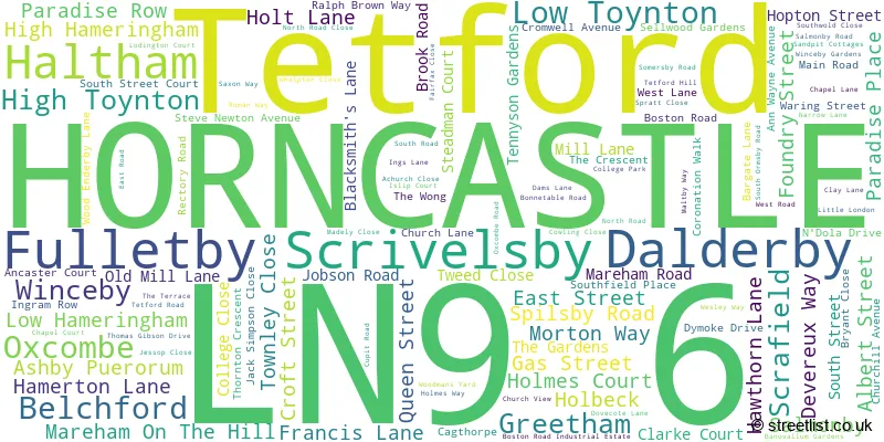 A word cloud for the LN9 6 postcode
